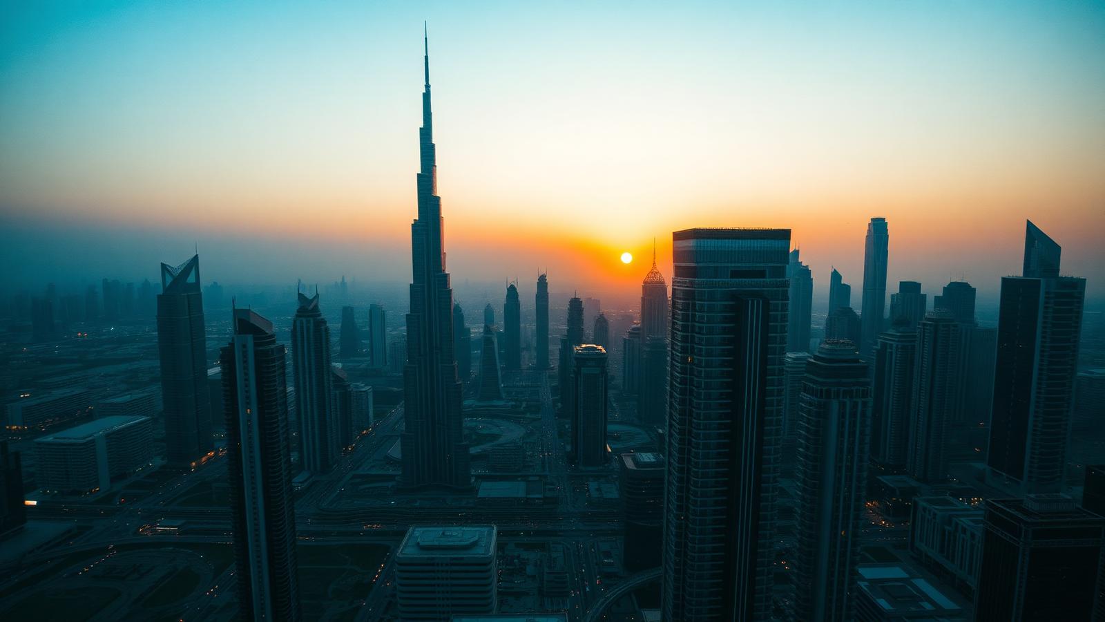 Dubai skyline at dusk