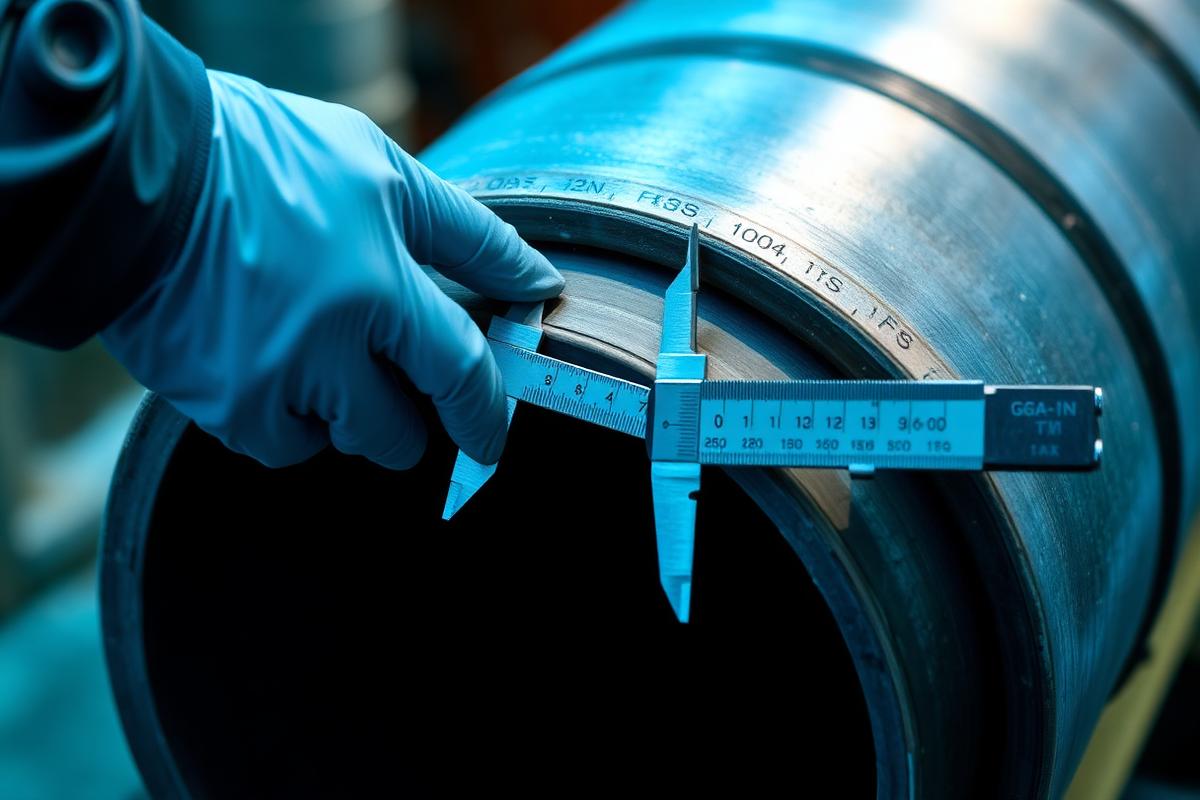 QA inspection of steel pipe