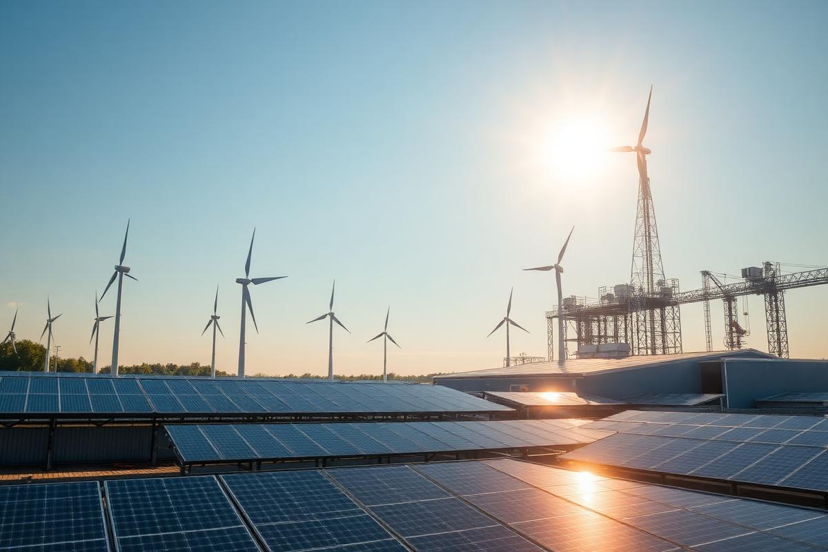 Renewable energy facility next to industrial site